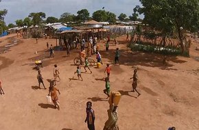 Flight over the Nuba refugee camp Yida
